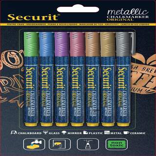 Kreda marker Securit blister 1/7,metalik, 1-2 mm